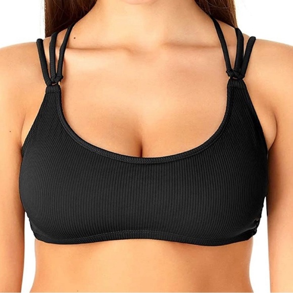 NWT California Waves Bikini Set Junior's Small OR Medium Black Ribbed Strappy - Picture 3 of 16